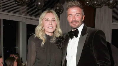 Anastasia Soare, alături de David și Victoria Beckham. Antrenorul a obținut o stea pe Walk of Fame
