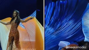 Clipe de panică la Miss Universe! O concurentă a călcat în gol și căzut de pe scenă