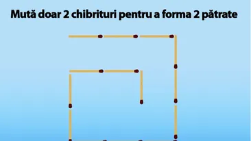 Test de inteligență: Mută doar 2 chibrituri pentru a forma 2 pătrate. O poți face?