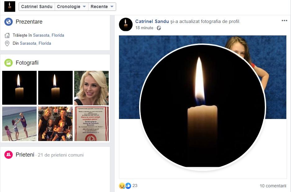 A MURIT. Catrinel Sandu, distrusă de durere
