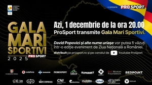 GALA MARI SPORTIVI, transmisă de ProSport de Ziua Națională a României de la ora 20:00. David Popovici şi alte nume uriaşe vor putea fi văzute într-o ediție eveniment de 1 Decembrie
