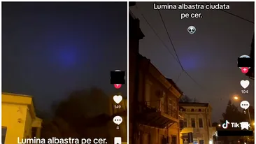 Fenomen straniu pe cerul din București, noaptea trecută. O lumină albastră bizară i-a speriat pe oameni