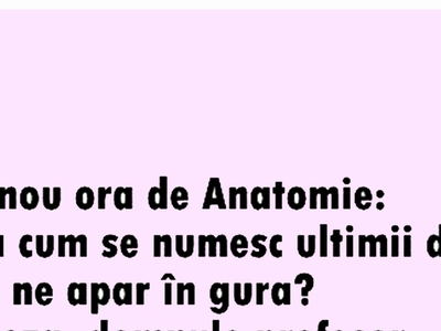 BANC | „Bulă, cum se numesc ultimii dinți care apar în gură?”
