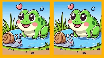 Test IQ de 1 ianuarie | Găsiți toate cele 3 diferențe dintre cele două broaște din imagine