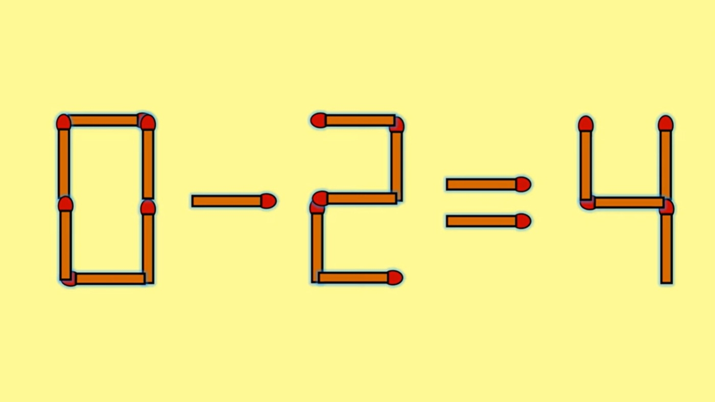Test IQ cu chibrituri | Mutați un singur băț, pentru a corecta 0 - 2 = 4