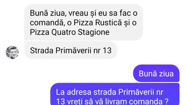 BANC | Bună ziua, vreau și eu să fac o comandă, o pizza rustică și o pizza quatro stagioni”