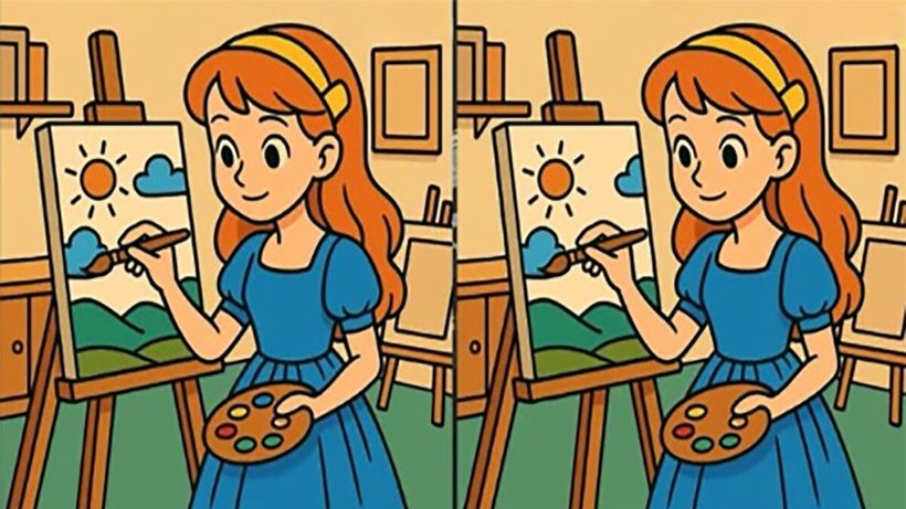 Test de perspicacitate | Găsiți 3 diferențe între cele două pictorițe! Recordul este de 49 de secunde