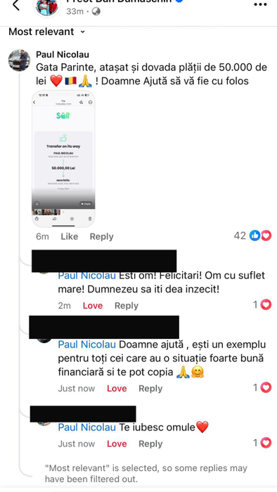 Pescobar a donat 10.000 de euro. Sursa foto: captură ecran