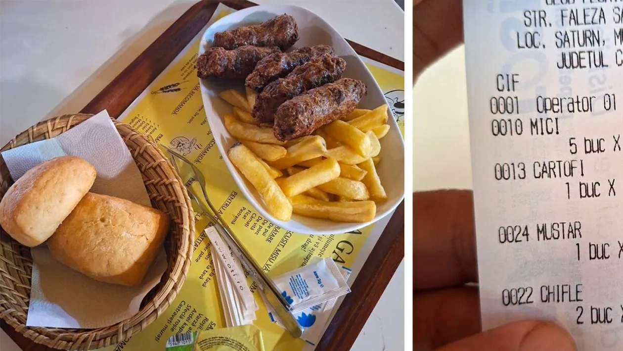 Câți lei a plătit un turist pentru 5 mici și o porție de cartofi prăjiți, într-un restaurant de pe faleza din Saturn: Cât credeți că a costat?