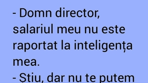 BANC | "Domn director, salariul meu nu este raportat la inteligența mea"