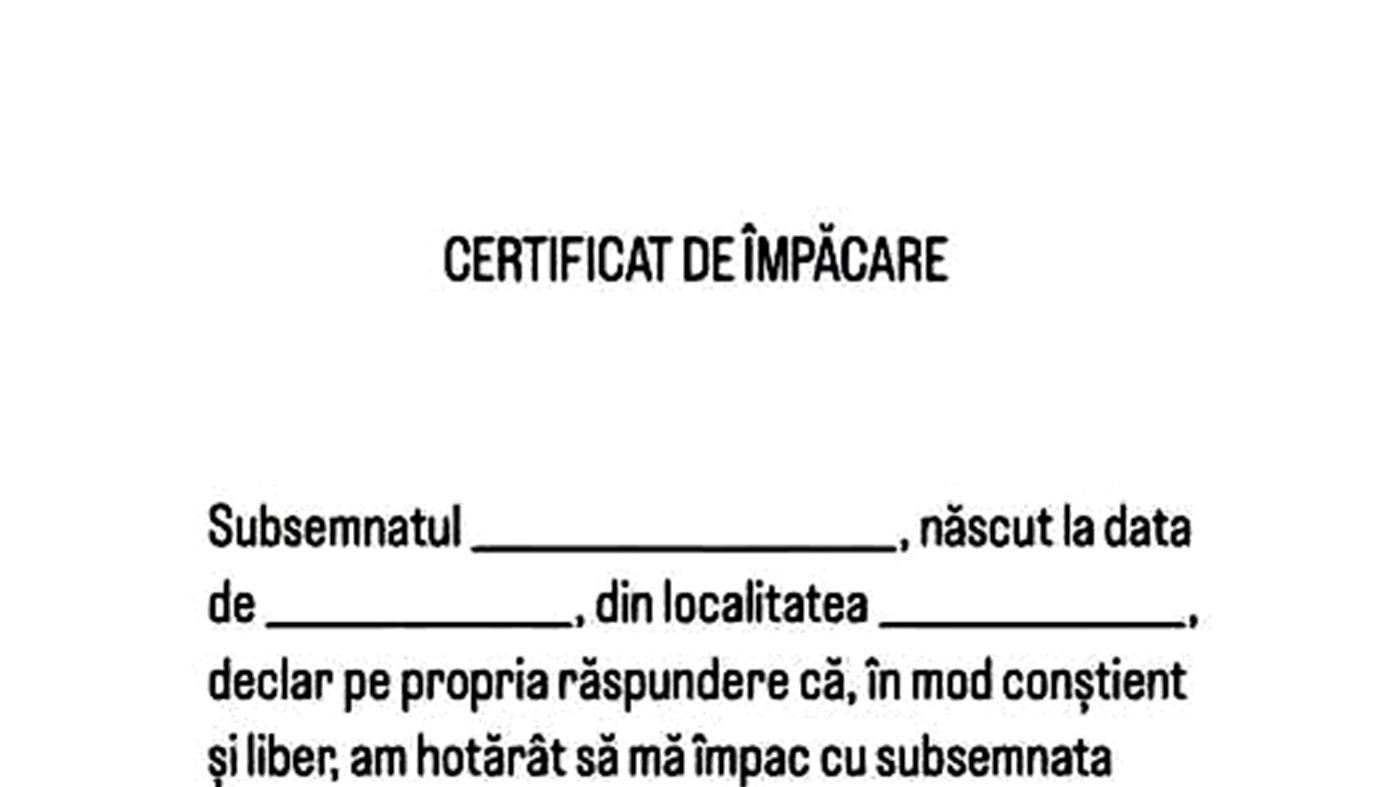 BANC | Cum se completează un "certificat de împăcare"