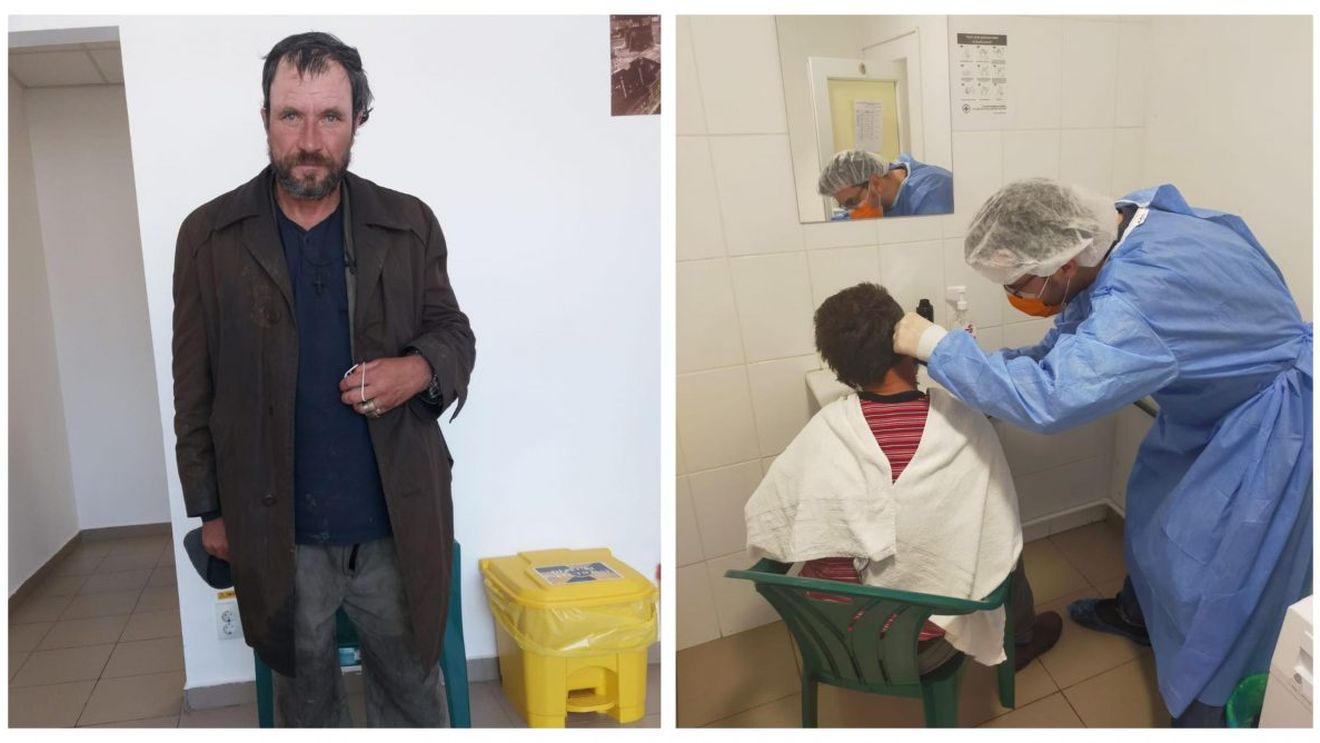 Transformarea incredibilă a unui om al străzii. Cum arată acum, după ce s-a tuns, spălat și a îmbrăcat haine noi. FOTO