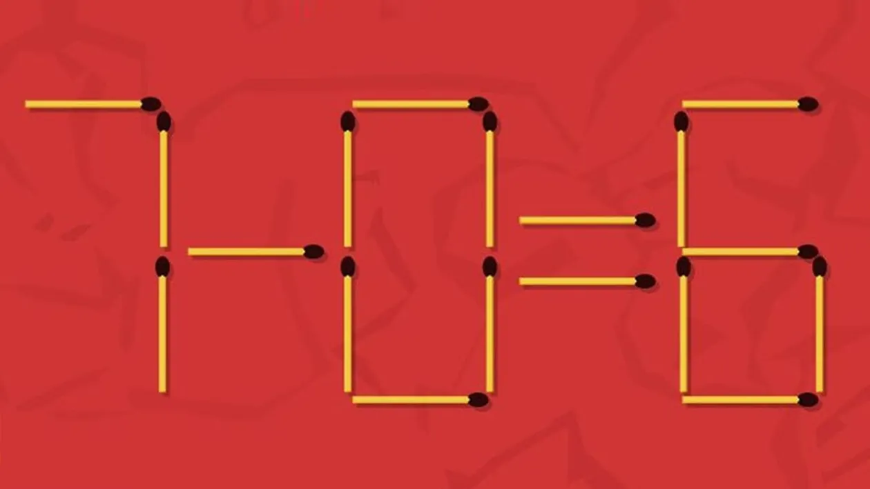 Test IQ pentru genii | Mutând 3 bețe de chibrit, corectați egalitatea 7-0=6