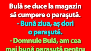 BANC | Bulă se duce la magazin să cumpere o parașută