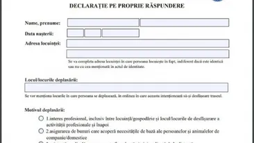 S-a schimbat declarația pe proprie răspundere. Ce trebuie să completezi dacă vrei sa ieși din casă după ora 23:00