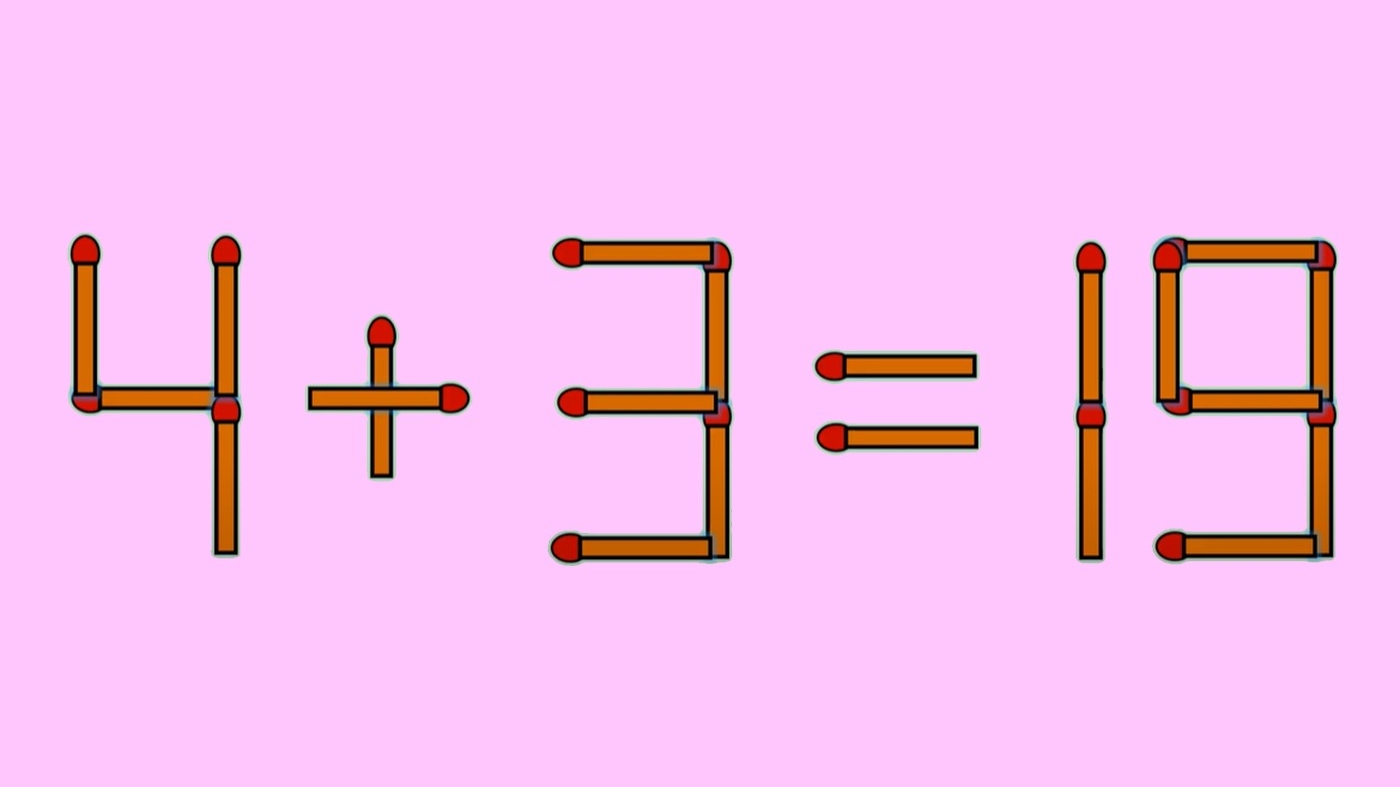 Test IQ exclusiv pentru genii | Corectați 4 + 3 = 19, mutând un singut chibrit