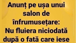 BANCUL ZILEI | Anunț pe ușa unui salon de înfrumusețare