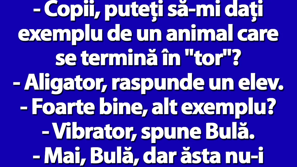 BANCUL ZILEI | Profesoara: Bulă, dă-mi exemplu de un animal care se termină în TOR!