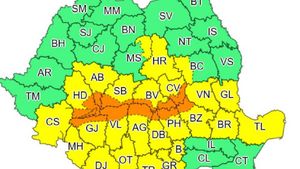 Cod galben și potocaliu de ploi torențiale și vijelii în România. 12 județe sunt afectate