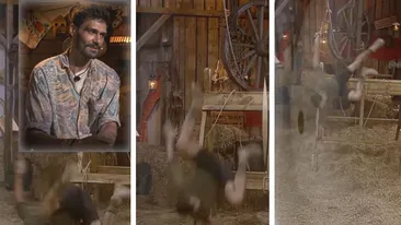 Imagini cu accidentul suferit de George Burcea în timpul filmărilor pentru Ferma. A fost la un pas să își rupă gâtul | FOTO & VIDEO