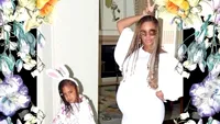 Celebra BEYONCE s-a fotografiat în cea mai adorabilă ipostază de viitoare mămică. Fiica ei cea mare îi sărută burtica de gravidă
alături de fiica ei cea mare BLUE IVY