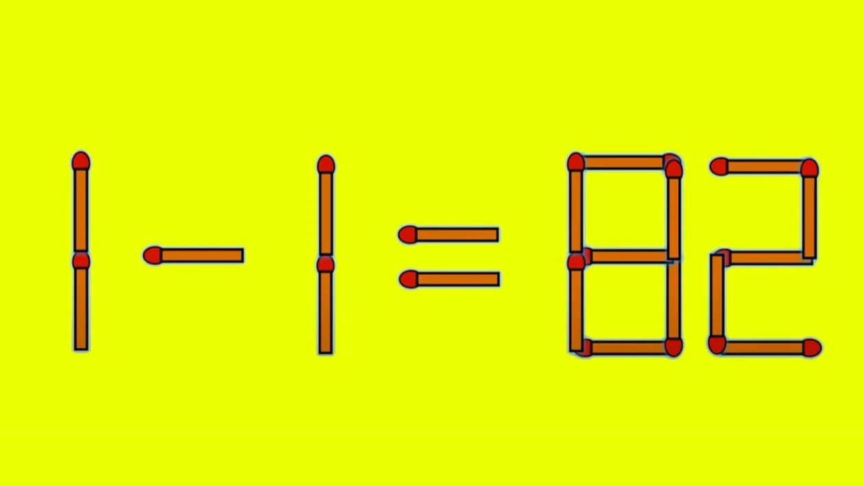 Test IQ exclusiv pentru genii | Corectați 1 - 1 = 82, mutând un singur chibrit