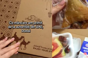 Ce alimente au primit românii blocați de bombardamente în Dubai. Autoritățile din Emirate le-au livrat gratuit cutii pline la cazare