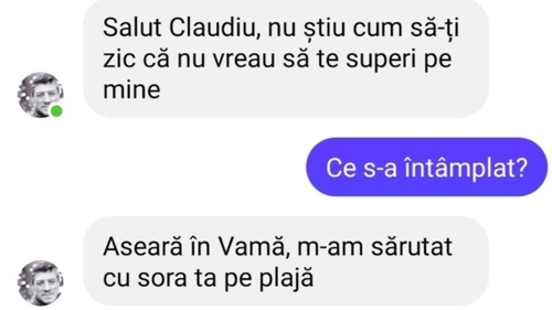 Bancul zilei. "Aseară în Vamă, m-am sărutat cu sora ta pe plajă..."