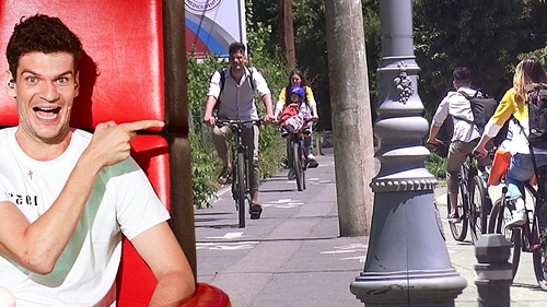 A început „campania”, iar noi avem dovada... Tudor Chirilă face baie de mulțime pe bicicletă!