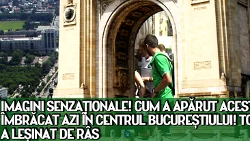 Imagini senzationale! Cum a aparut acest barbat imbracat zi in centrul Bucurestiului