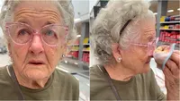 Reacția înduioșătoare a unei bătrâne care vede rafturile pline în supermarket. Prețurile mici au făcut-o să plângă! „Merită tot”