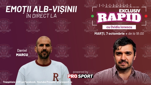 "EXCLUSIV RAPID" continuă și în pauza cauzată de meciurile echipei naționale, în direct pe YouTube - ProSport, de la ora 18:00