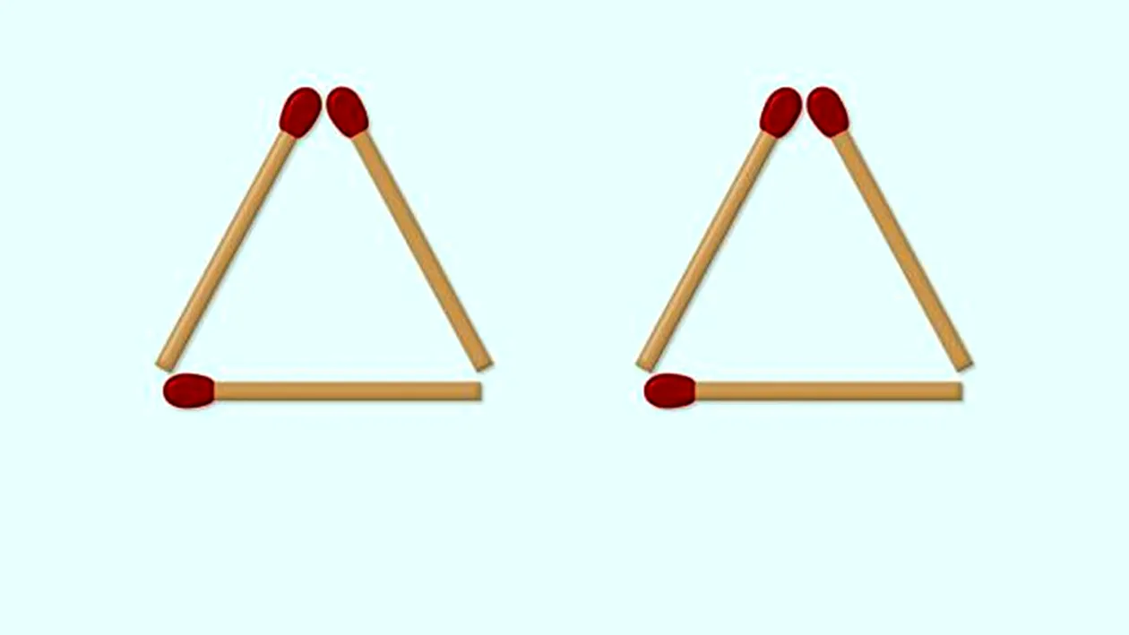 99 din 100 se dau bătuți la acest test IQ | Mutați un singur băț, pentru a obține 4 triunghiuri!