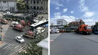 Accident deosebit de grav în București, după ce un autobuz STB s-a ciocnit cu un tramvai! Sunt 11 victime