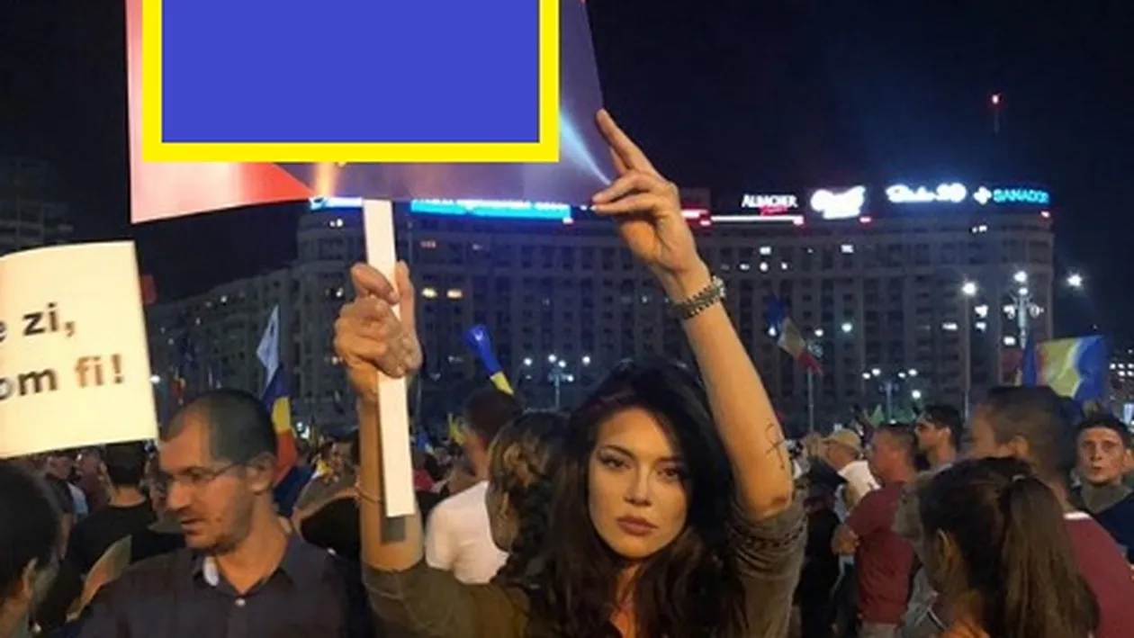 Christina Ich, în mijlocul protestatarilor de la mitingul diasporei! Mesajul de pe pancarta ei