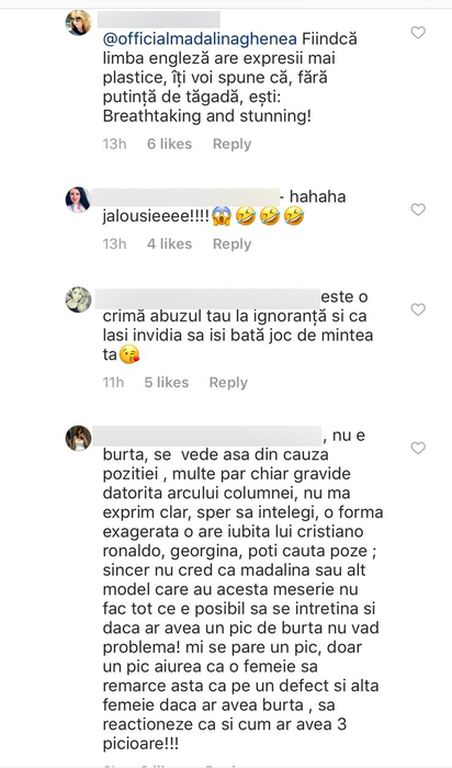 Mădălina Ghenea a răbufnit pe rețelele de socializare, după ce o prietenă virtuală i-a spus că are burtă