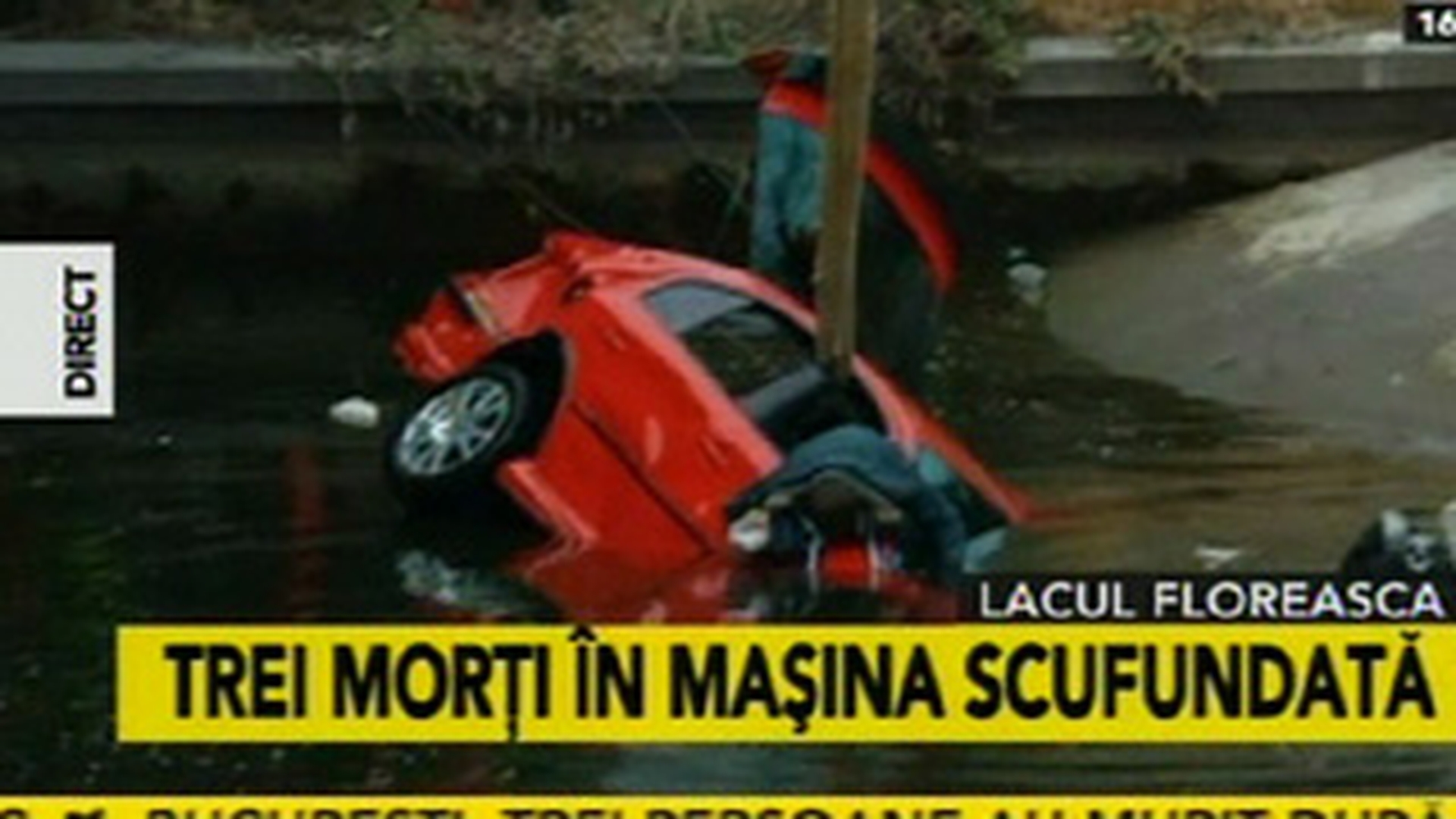 VIDEO Iata cum s-a vazut accidentul de pe Lacul Floreasca din masina  plonjand in apa! Vezi aici care ar fi fost singura lor sansa de scapare!