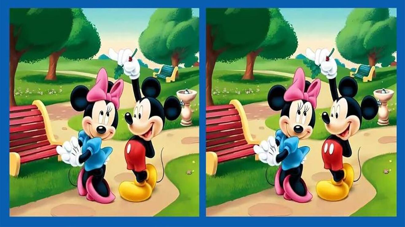 Test de logică | Găsiți 3 diferențe între aceste două poze cu Minnie și Mickey Mouse!