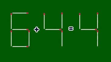 TEST IQ doar pentru genii | Corectați egalitatea 6+4=4 mutând un singur chibrit!