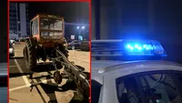 La asta nu te așteptai! Doi bărbați au venit cu tractorul cu plug la un mall din Iași. Ce au descoperit polițiștii