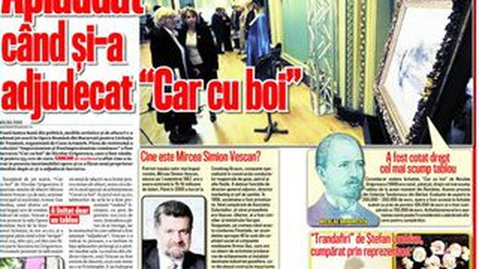 Noul proprietar al picturii "Car cu boi" a ajuns la spital cu mana luxata