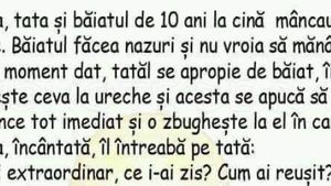 BANC | Mama, tatăl și fiul iau cina împreună