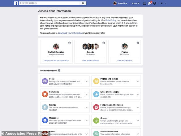 This undated product image provided by Facebook shows a redesign of Facebook's privacy tools. Facebook announced the redesign on Wednesday, March 28, 2018. The changes won't affect Facebook's privacy policies or the types of data it gathers on users. But the company hopes its 2.2 billion users will have an easier time navigating its complex and often confusing privacy and security settings. (Facebook via AP)