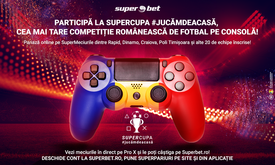 Start în SuperCupa #jucămdeacasă! Pariază la Superbet pe Specialele din acest turneu și pe confruntările din faza grupelor!