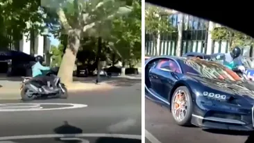 Hoţi pe scutere au atacat în Londra un Bugatti Chiron cu ciocanul. Cum s-a terminat incidentul şocant