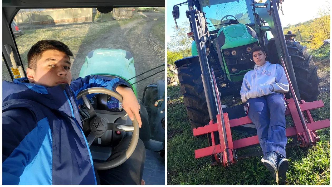 Teofan Sasca, băiatul unui preot din Botoșani, muncește pe tractor și face senzație pe Youtube: ”Nu-mi place să-i cer bani tatei”