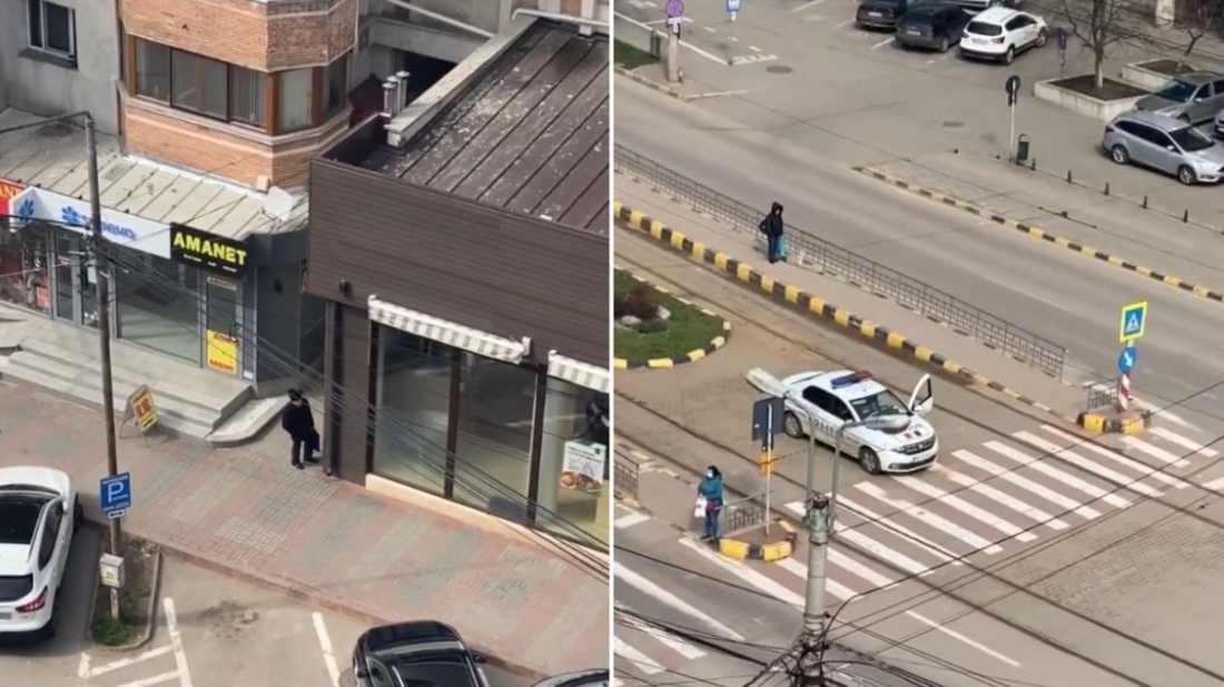 De-a râsu' plânsu'! Un bătrân a fost filmat în timp ce stătea la pândă și aștepta ca echipajul de Poliție să plece din zonă