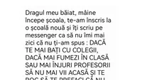 BANC | „Dragul meu băiat, începe școala”